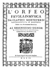 Naslovnica prvog izdanja Orfeja, Venecija, 1609.